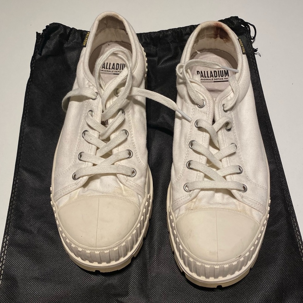 Palladium Pallashock OG White Canvas Platform Chunky Sneakers M 10, W 11.5
